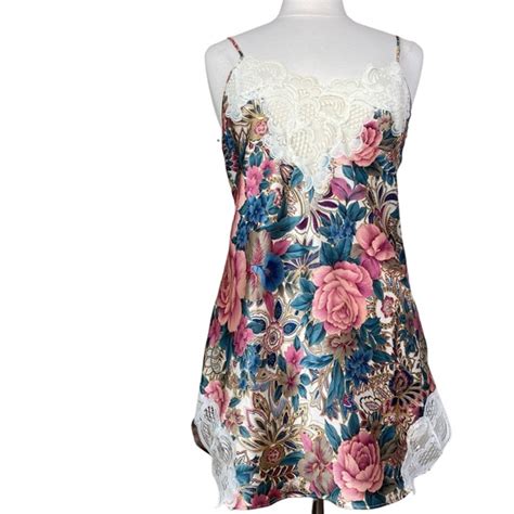 Victoria S Secret Intimates Sleepwear Vtg Victorias Secret Lingerie Slip Dress Flower Lace