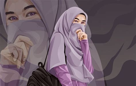 Gambar Kartun Muslimah Bercadar Warna Ungu Kuliah Desain