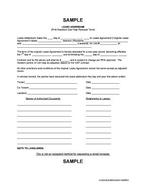 PHA Resident One Year Renewal Term Form Fill Out And Sign Printable