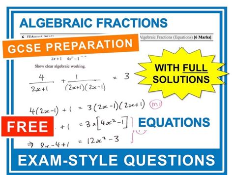 Gcse Exam Question Practice Algebraic Fractions Equations