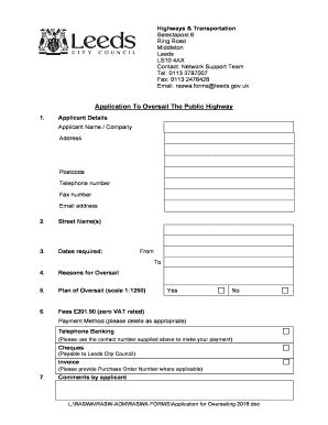 Fillable Online Leeds Gov Oversailing Form 2016 Leeds City Council