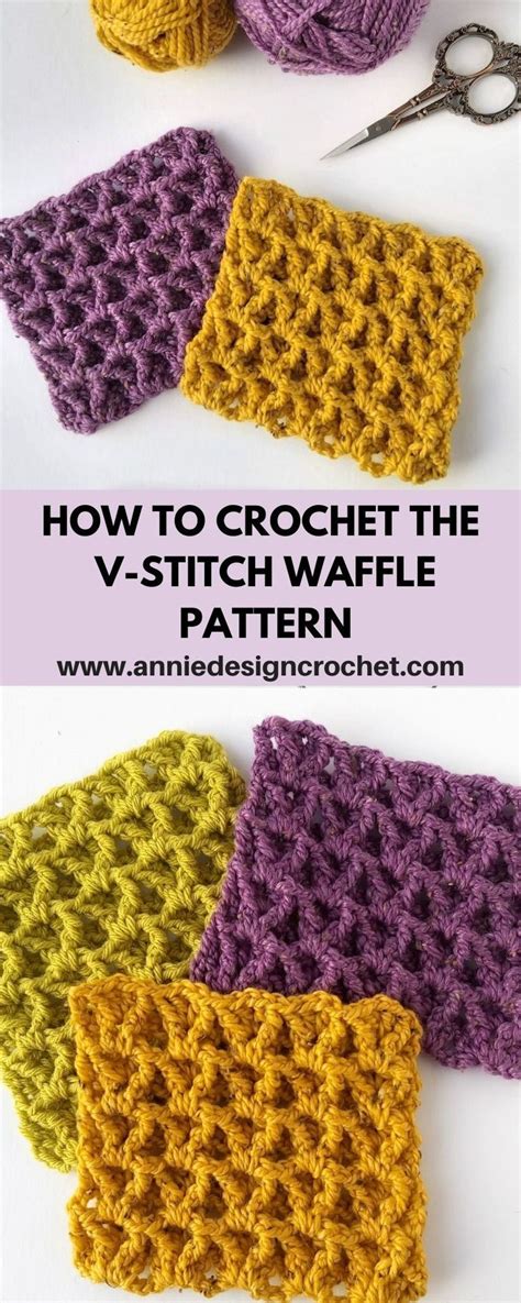 Reversible Double Sided Crochet Stitch The V Stitch Waffle Crochet Stitch Is A Fun Textured