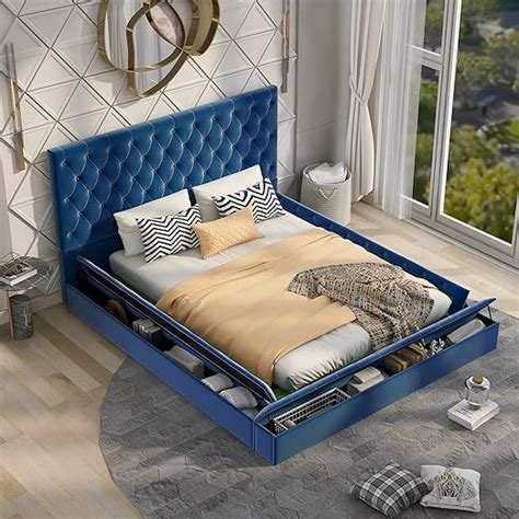 Amazon Merax Queen Size Upholstery Platform Bed With Storage Space