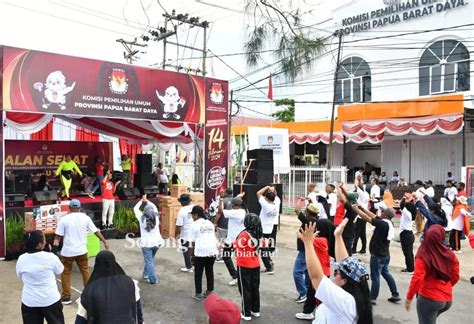 Sosialisasi Pemilu Kpu Pbd Gelar Jalan Sehat Dan Senam Bersama