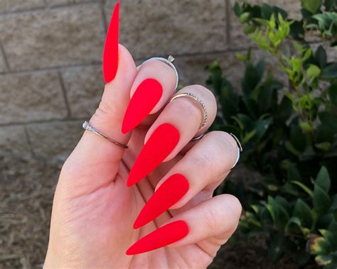 Matte Red Stiletto Nails