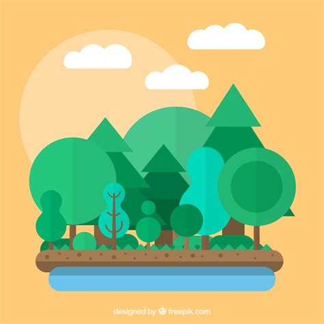 Forest in flat design Vector | Free Download