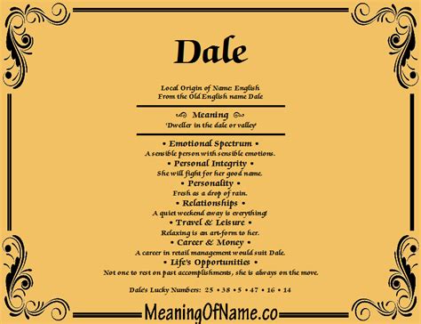 Dale - Meaning of Name