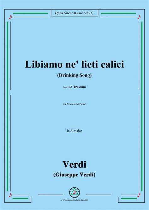 Verdi Libiamo Ne Lieti Calici Drinking Song In A Major Act 1 No 3