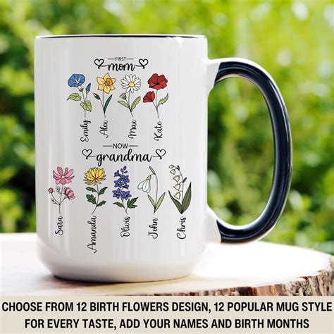 Mothers Day Mug Custom Birth Month Birth Flower Mug Grandmas Garden