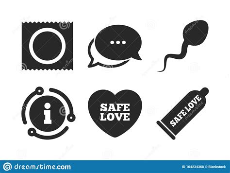 Safe Sex Love Icons Condom In Package Symbols Vector Stock Vector Illustration Of Protection