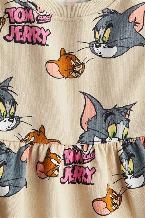 Rochie din molton cu imprimeu - Bej-deschis/Tom și Jerry - COPII | H&M RO