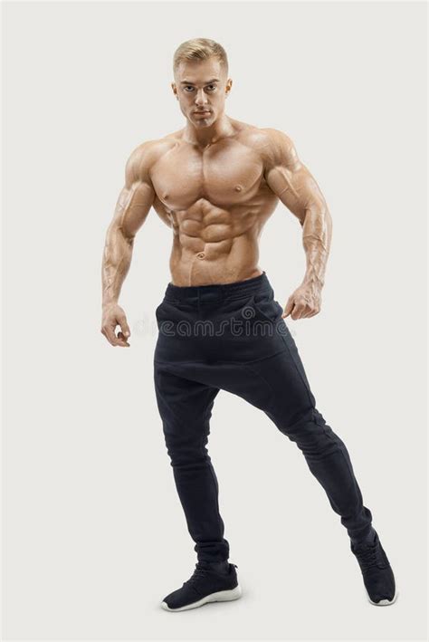 Shirtless Male Model Posing Muscular Core Stock Image - Image of ...