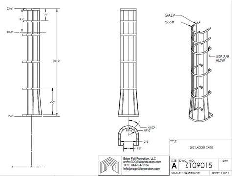 Steel Caged Roof Access Ladder Cad Files Dwg Files Plans And Details