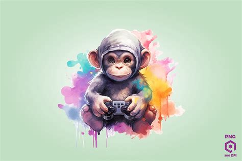 Chimpanzee Playing Video Game Graphic by Quoteer · Creative Fabrica