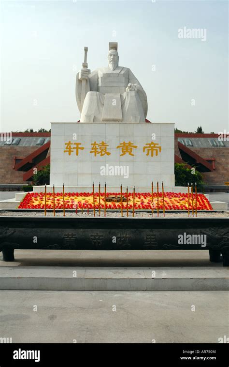 Incense burner altar and statue of the Yellow Emperor Huangdi at The Yellow Emperor s birth ...