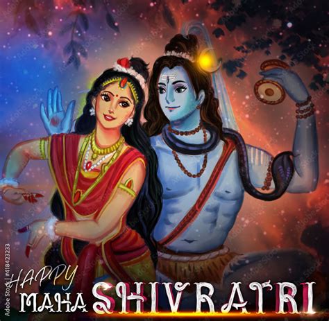 Shiv Parvati Shivaratri Illustration Wedding Of Shiv Parvati For