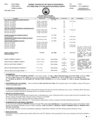 Nim Nehru Institute Of Mountaineering courses 2018 | PDF