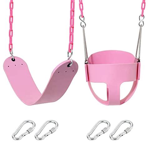 Pink Swing Set Toddler High Back Full Bucket Swing Heavy Duty Swing