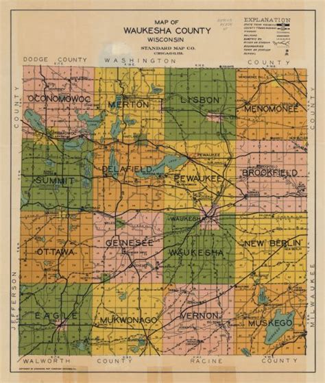 Map Of Waukesha County Wisconsin Map Or Atlas Wisconsin Historical