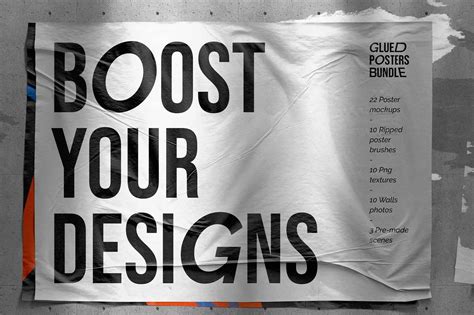 Free Glued Posters Mockups PSD set - PsFiles