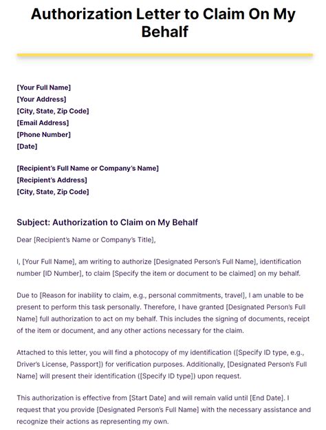 How To Make Authorization Letter To Claim Infoupdate Org