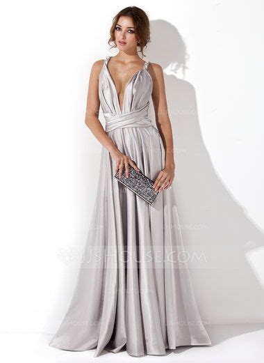 Us A Line Princess V Neck Floor Length Silk Like Satin