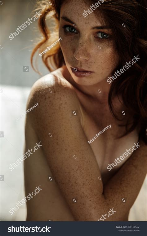 Portrait Nude Redhead Girl Freckles Sitting Stock Photo 1308180592 Shutterstock