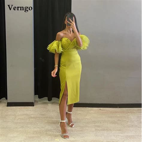 Verngo Vestidos De Fiesta De Noche Cortos Con Escote Coraz N Mangas