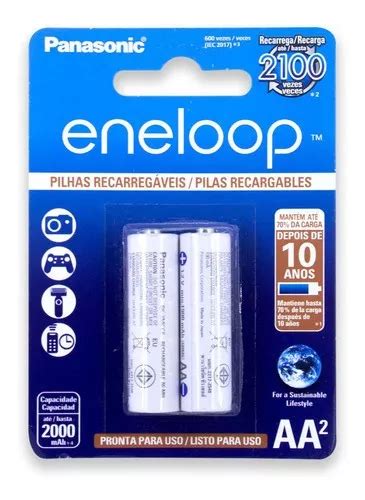 02 Pilha Eneloop Aa Recarregável 2000mah Panasonic 1 Cartela Melhor