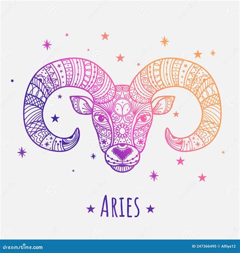 Colorful Zodiac Sign Aries Vector Lineart Easy To Recolor Stock