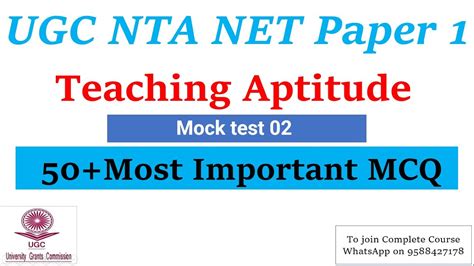 Mock Test Ugc Nta Net Paper Preparation Mcq On