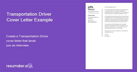 Transportation Driver Cover Letter Examples Template Tips