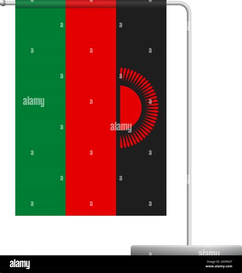 Malawi Table Flag Metal Flagpole National Flag Of Malawi Vector