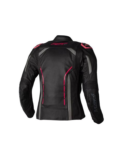 Veste Femme Rst S Ce Cuir Noir Rose Fluo Taille M