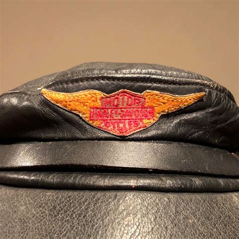 Vintage Harley Davidson Leather Cap 1960s Large Mad Van Antiques