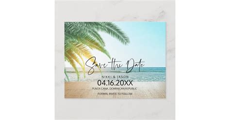 Tropical Beach Destination Wedding Save The Date Announcement Postcard Zazzle