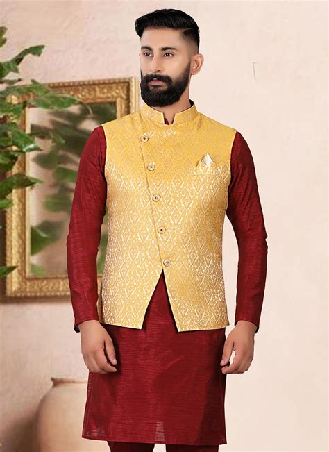 Buy Indian Ethnic Clothing Sangeet Yellow Men Kurta Pyjamas