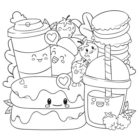 Free Coloring Page With Kawaii Food Doodle (Printable PDF), 46% OFF