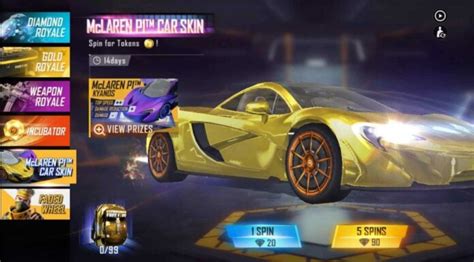 How To Get The Mclaren P Car Skin In Free Fire Ascension Spin