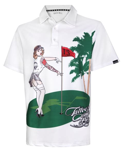 Pin High Performance Men's Golf Shirt (white) print design