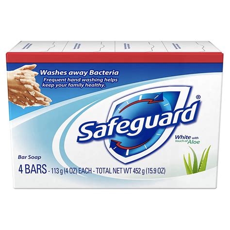 Safeguard Antibacterial Deodorant Soap White With Aloe 4 Oz Bars 4ea