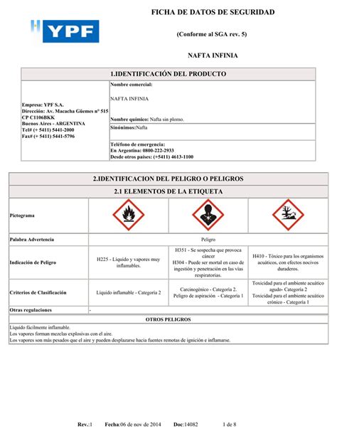 Ficha De Datos De Seguridad