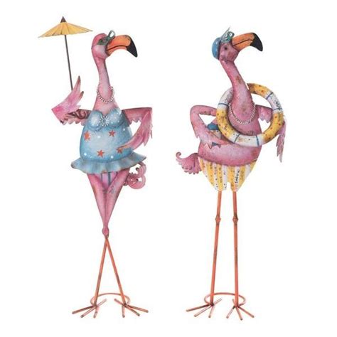 Eccentric 2 Piece Flamingo Couple Garden Statue Set Flamingo Art Pink Flamingos Flamingo Decor