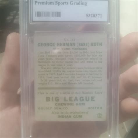 Authentic Babe Ruth Goudey Graded Ebay