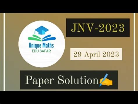 JNV 2023 Paper Solution Std 6 Entrance Test 29 April 2023 Jawahar