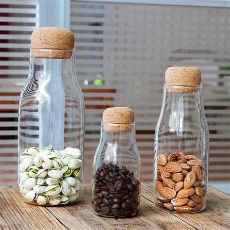 High Borosilicate Glass Jar With Cork Wood Lid Eco Friendly Handmade