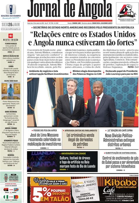 Capa Jornal De Angola De 2024 01 26