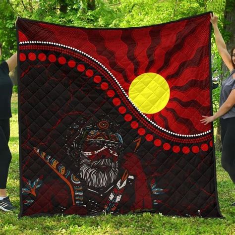 Aio Pride Aboriginal Premium Quilt Indigenous People And Sun Aio