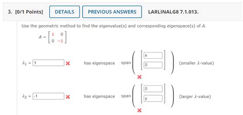 Solved Points Details Previous Answers Larlinalg Chegg