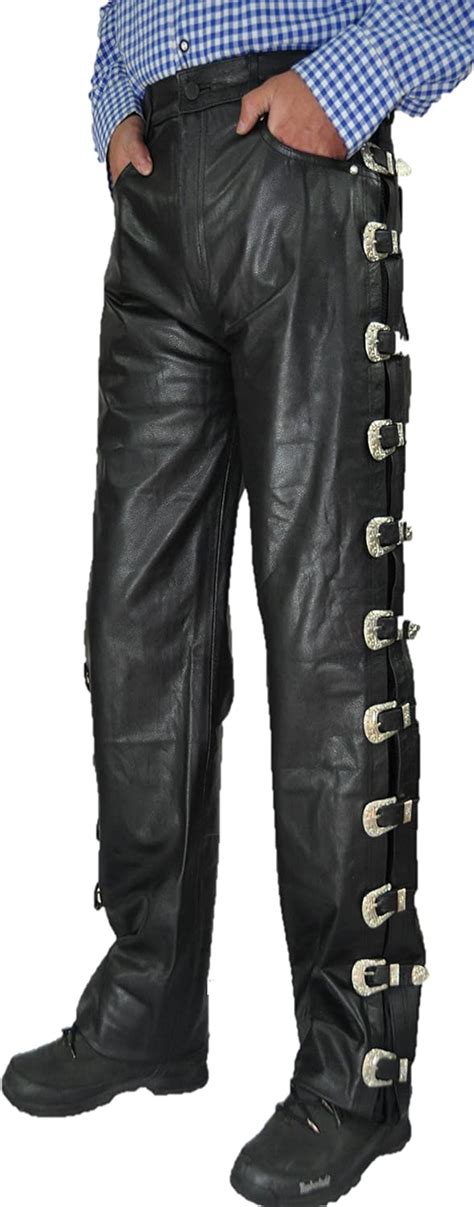 Fuente Biker Lederhose Mit Schnallen Herren Damen Bikerjeans